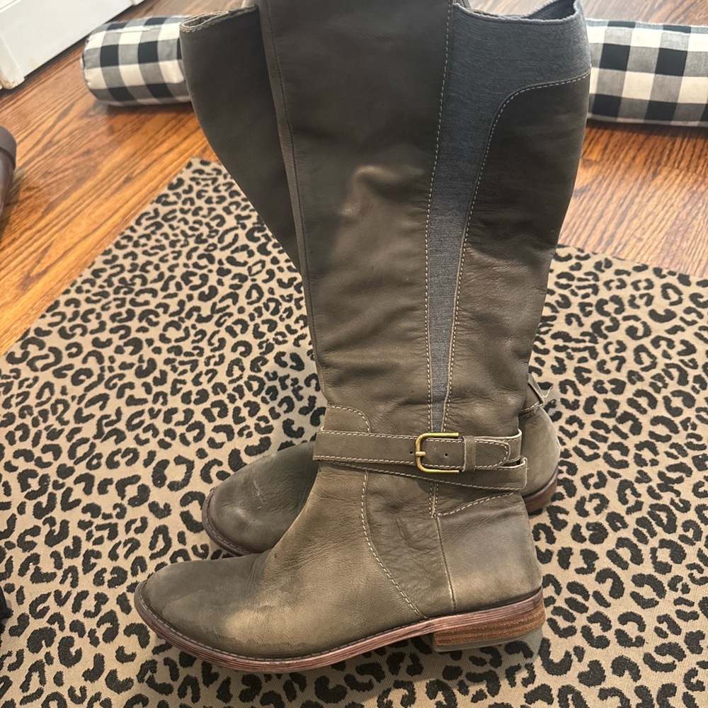 Lucky Brand Women's Tall Leather Riding Boots - Grayish Olive